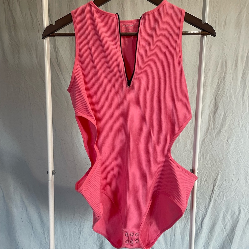 Pink bodysuit with cutouts